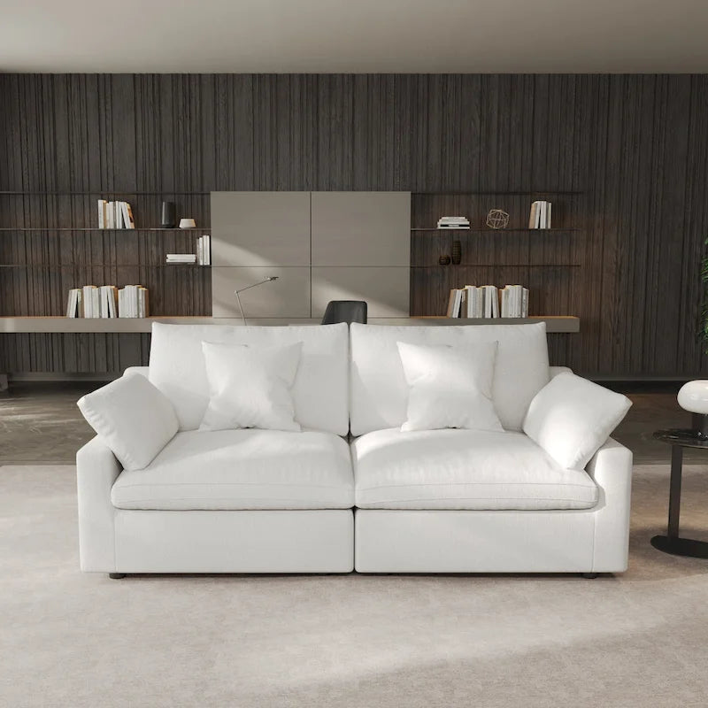 Modern Comfy Linen Sectional Sofa Down Filled Cloud Couch, Loveseat for Apartment