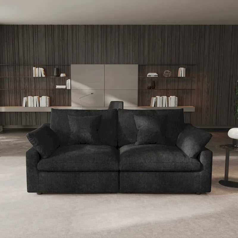 Modern Comfy Linen Sectional Sofa Down Filled Cloud Couch, Loveseat for Apartment