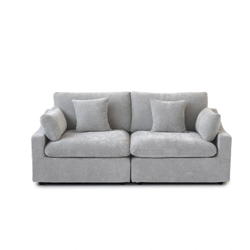 Modern Comfy Linen Sectional Sofa Down Filled Cloud Couch, Loveseat for Apartment