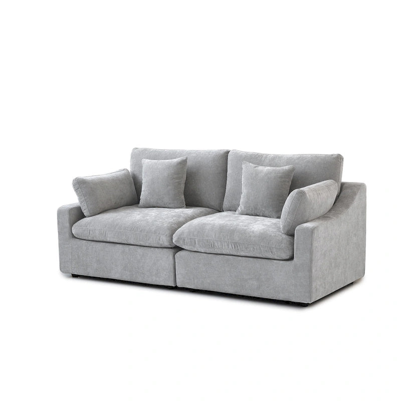 Modern Comfy Linen Sectional Sofa Down Filled Cloud Couch, Loveseat for Apartment
