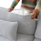 Modern Comfy Linen Sectional Sofa Down Filled Cloud Couch, Loveseat for Apartment