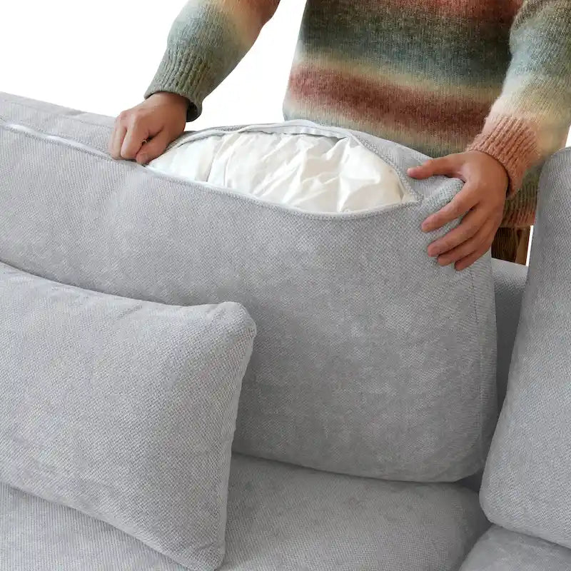 Modern Comfy Linen Sectional Sofa Down Filled Cloud Couch, Loveseat for Apartment