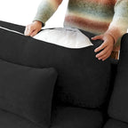 Modern Comfy Linen Sectional Sofa Down Filled Cloud Couch, Loveseat for Apartment