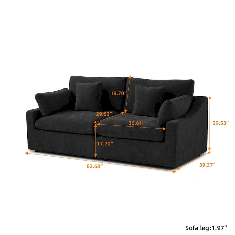 Modern Comfy Linen Sectional Sofa Down Filled Cloud Couch, Loveseat for Apartment