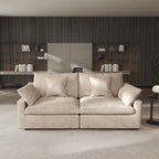 Modern Comfy Linen Sectional Sofa Down Filled Cloud Couch, Loveseat for Apartment