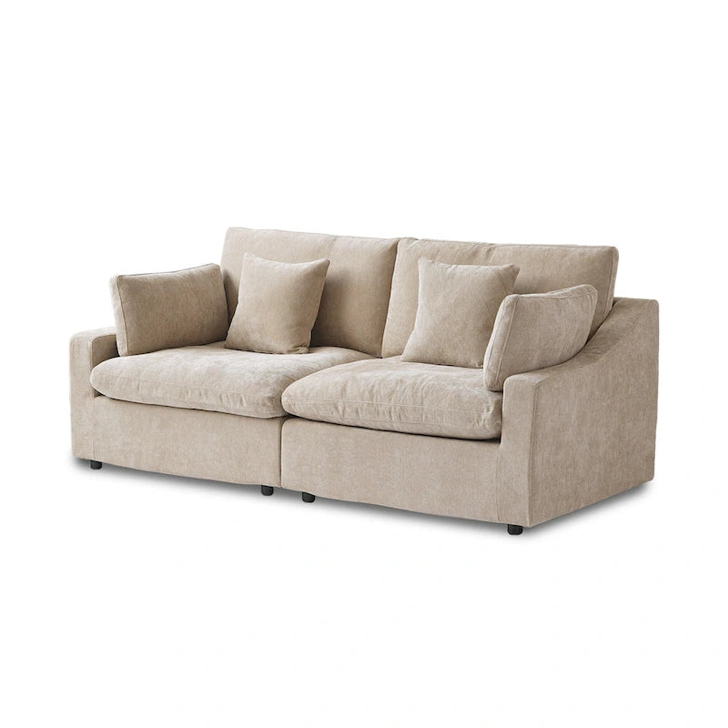 Modern Comfy Linen Sectional Sofa Down Filled Cloud Couch, Loveseat for Apartment