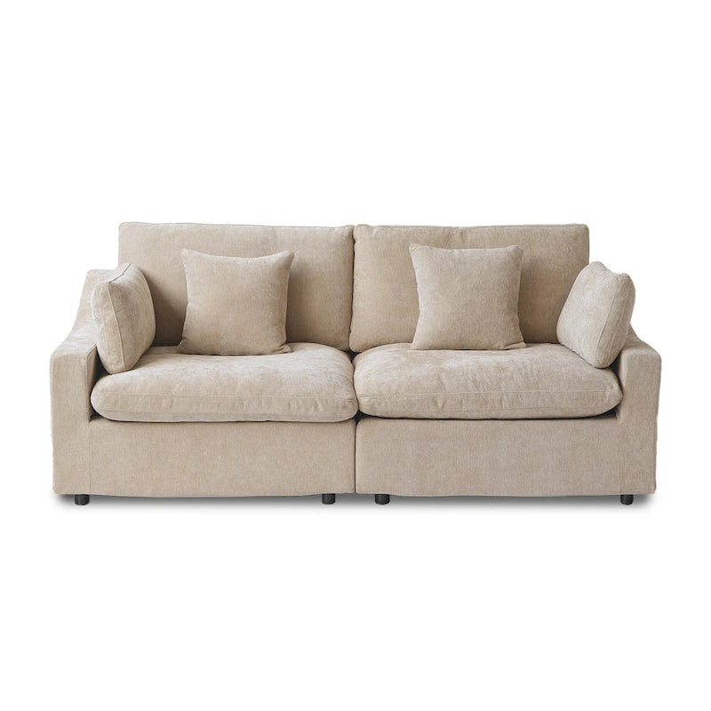 Modern Comfy Linen Sectional Sofa Down Filled Cloud Couch, Loveseat for Apartment