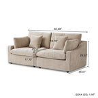 Modern Comfy Linen Sectional Sofa Down Filled Cloud Couch, Loveseat for Apartment