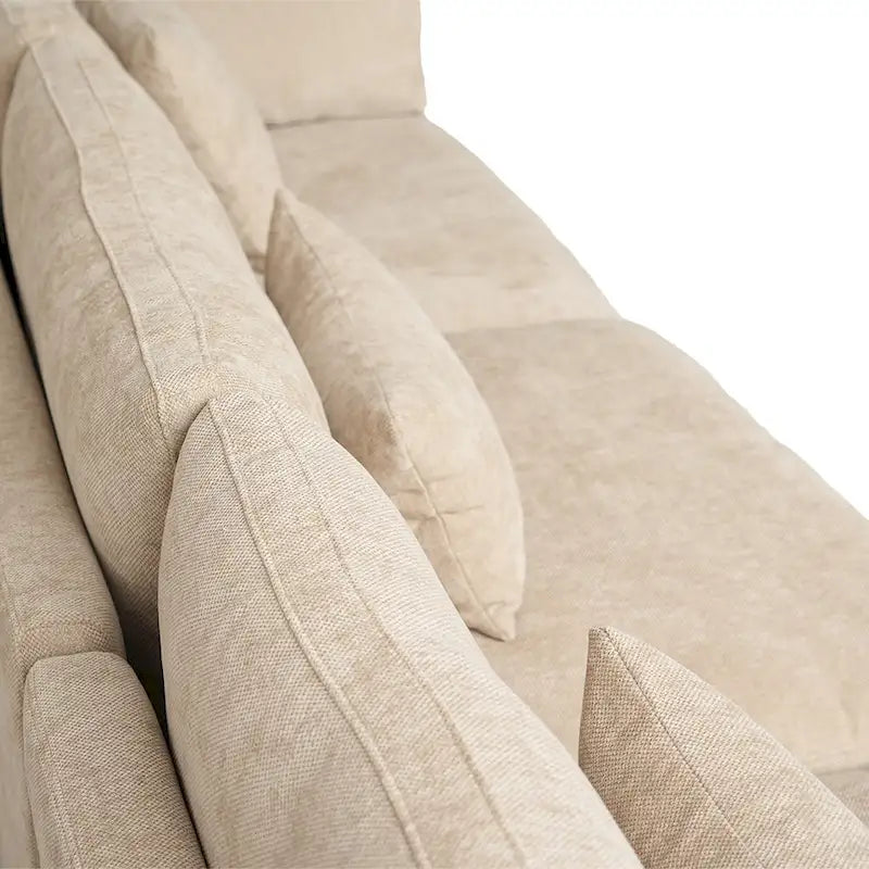 Modern Comfy Linen Sectional Sofa Down Filled Cloud Couch, Loveseat for Apartment