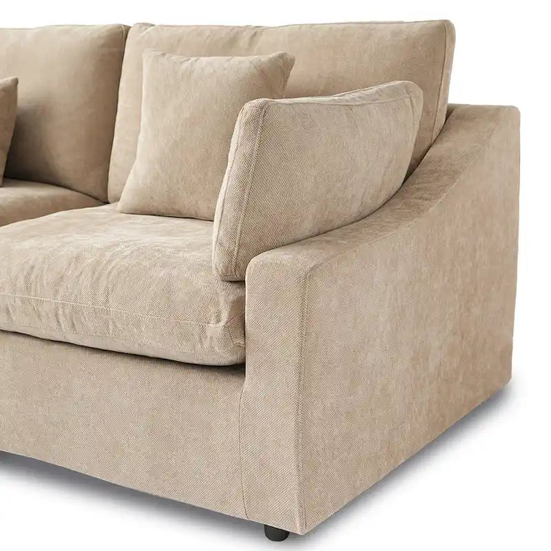 Modern Comfy Linen Sectional Sofa Down Filled Cloud Couch, Loveseat for Apartment