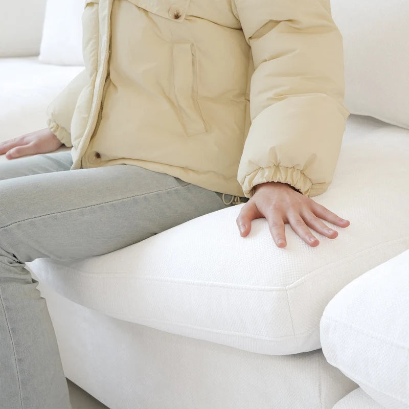 Modern Comfy Linen Sectional Sofa Down Filled Cloud Couch, Loveseat for Apartment