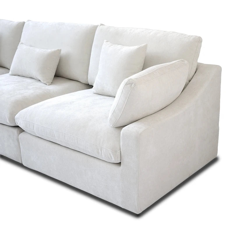 Modern Comfy Linen Sectional Sofa Down Filled Cloud Couch, Loveseat for Apartment