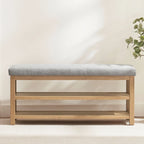 HUIMO Multi-Functional Solid Wood Bench with Storage Shelves 46in