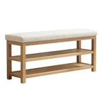 HUIMO Multi-Functional Solid Wood Bench with Storage Shelves 46in