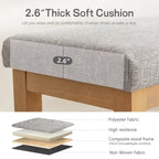 HUIMO Multi-Functional Solid Wood Bench with Storage Shelves 46in