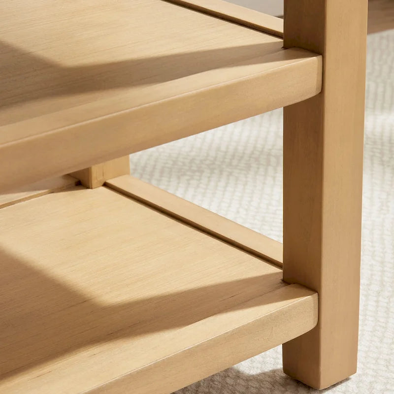 HUIMO Multi-Functional Solid Wood Bench with Storage Shelves 46in