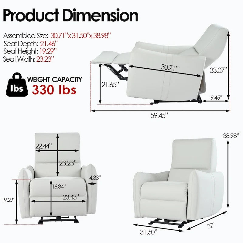 Power Recliner Chair Wall Hugger,Small Home Theater Seating with Lumbar Support,Single Recliner Sofa for Living Room