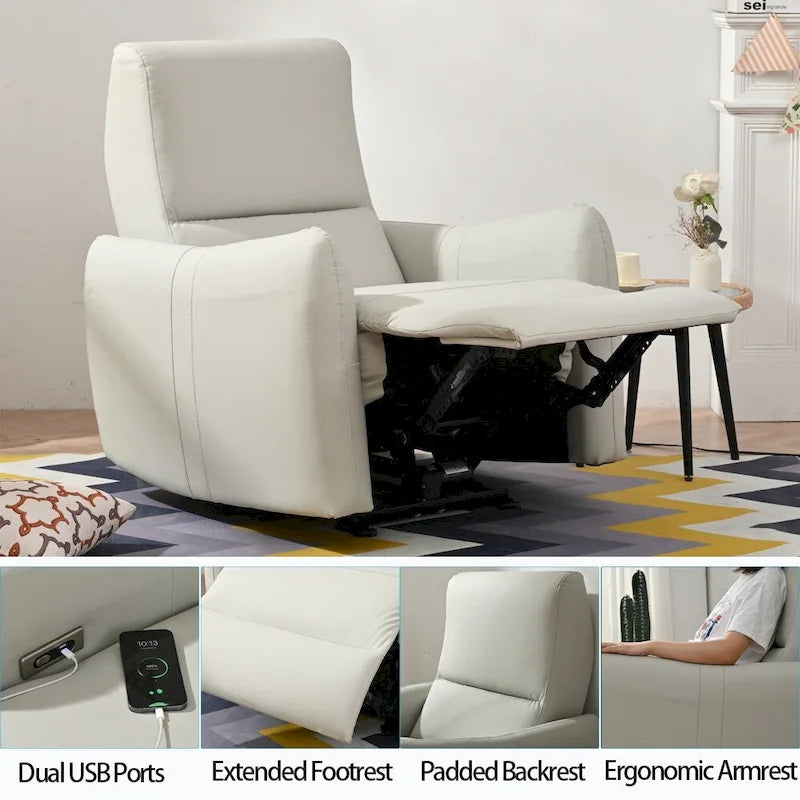 Power Recliner Chair Wall Hugger,Small Home Theater Seating with Lumbar Support,Single Recliner Sofa for Living Room