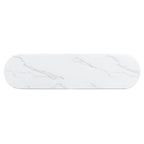 Oval Faux Marble Top Console Table Entryway Table, Narrow Sofa Table Hallway Accent Table with Triangular Base