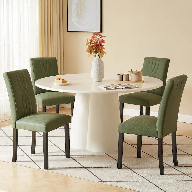VECELO Upholstered Dining Chairs Set of 6 Modern Fabric and High Back & Solid Wood Legs, Parson Dining Chairs (Set of 6)