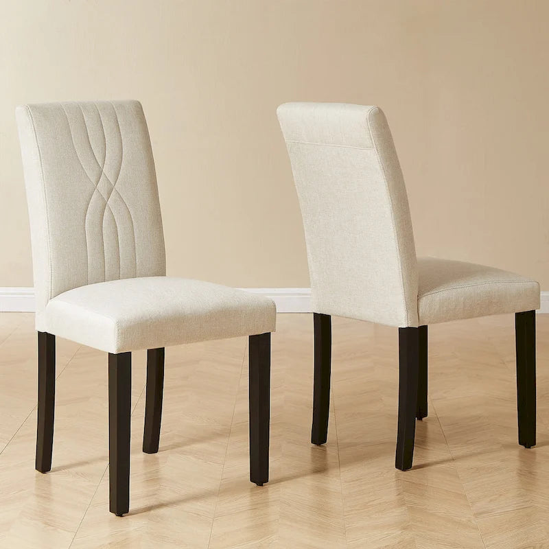 VECELO Upholstered Dining Chairs Set of 6 Modern Fabric and High Back & Solid Wood Legs, Parson Dining Chairs (Set of 6)