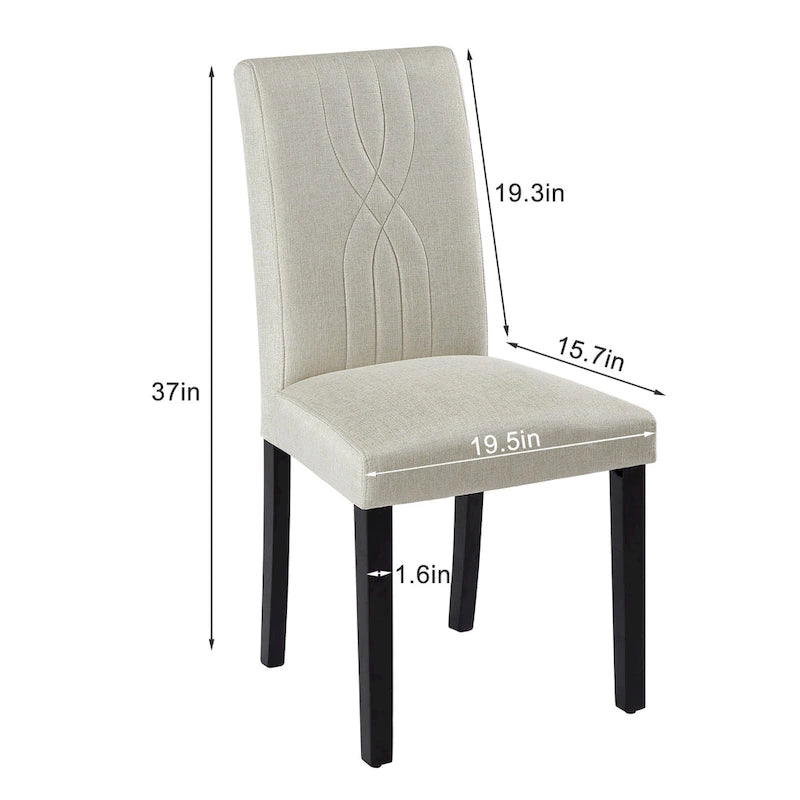VECELO Upholstered Dining Chairs Set of 6 Modern Fabric and High Back & Solid Wood Legs, Parson Dining Chairs (Set of 6)