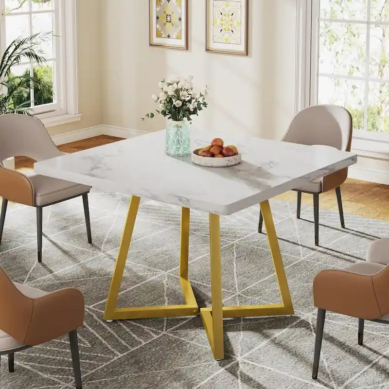 Industrial Dinner Table with Metal Base