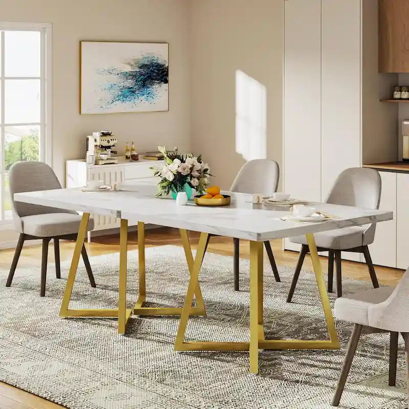 Industrial Dinner Table with Metal Base