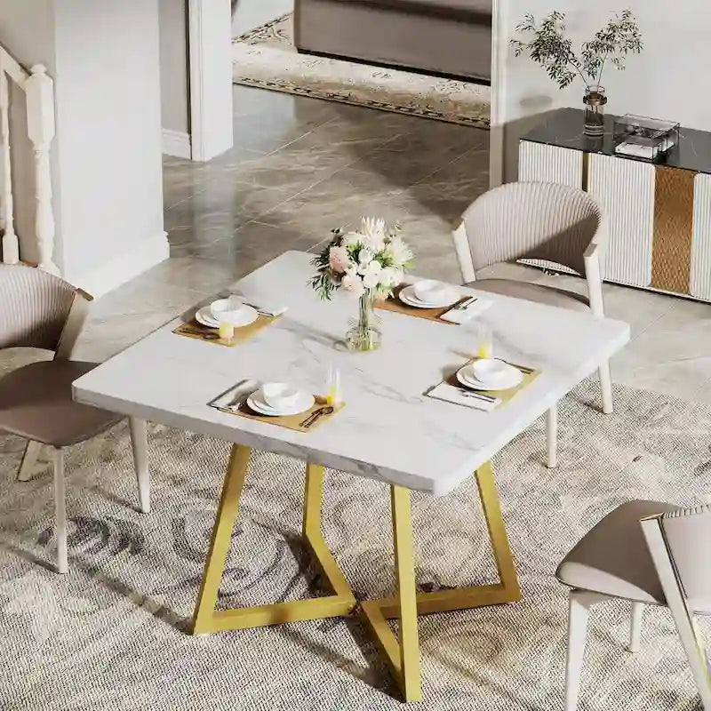 Industrial Dinner Table with Metal Base