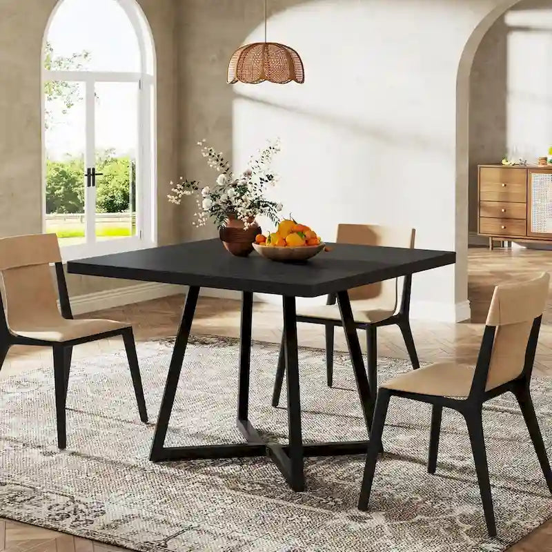 Industrial Dinner Table with Metal Base