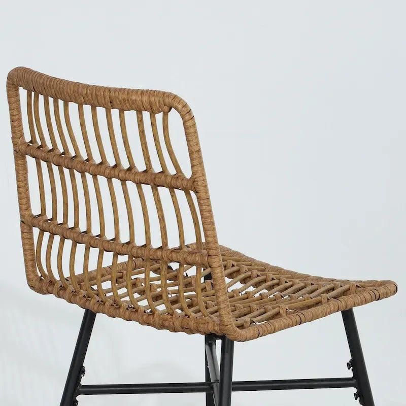 HOMCOM Rattan Counter Height Bar Stools Set of 2, 26 Wicker Barstools with Back, Modern Bar Chairs for Kitchen Island, Black