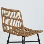 HOMCOM Rattan Counter Height Bar Stools Set of 2, 26 Wicker Barstools with Back, Modern Bar Chairs for Kitchen Island, Black