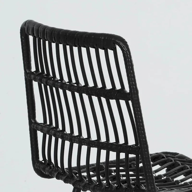 HOMCOM Rattan Counter Height Bar Stools Set of 2, 26 Wicker Barstools with Back, Modern Bar Chairs for Kitchen Island, Black