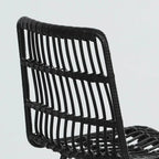 HOMCOM Rattan Counter Height Bar Stools Set of 2, 26 Wicker Barstools with Back, Modern Bar Chairs for Kitchen Island, Black