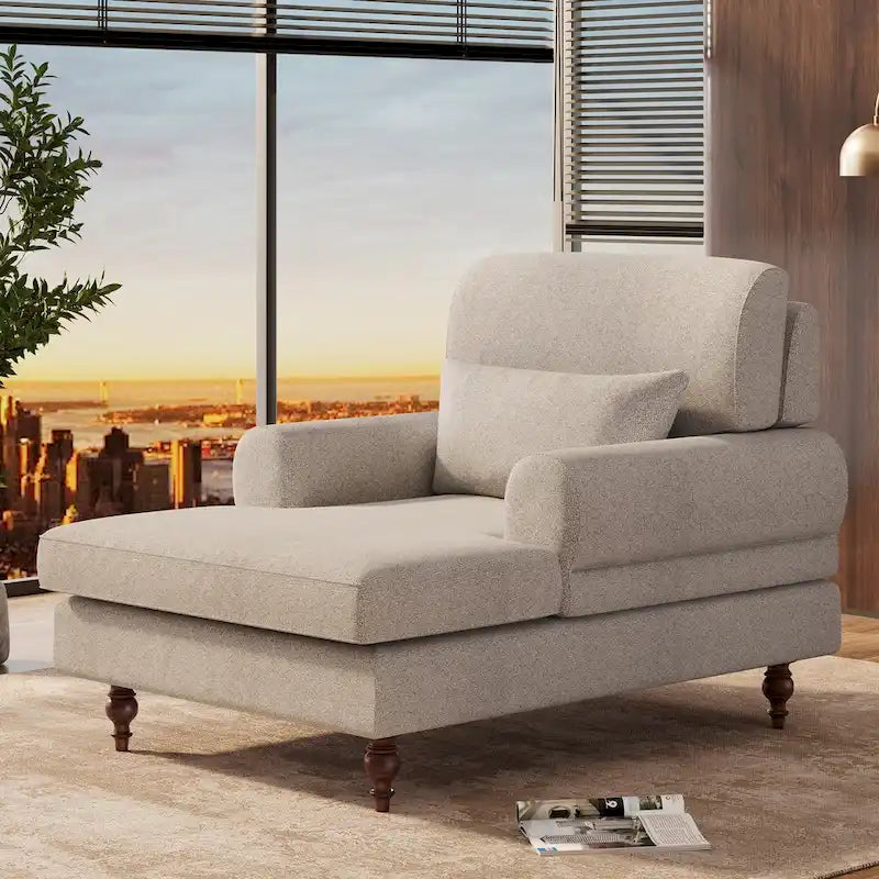 Chaise Lounge Chair with Adjustable Backrest, Indoor Modern Oversized Comfy Chair