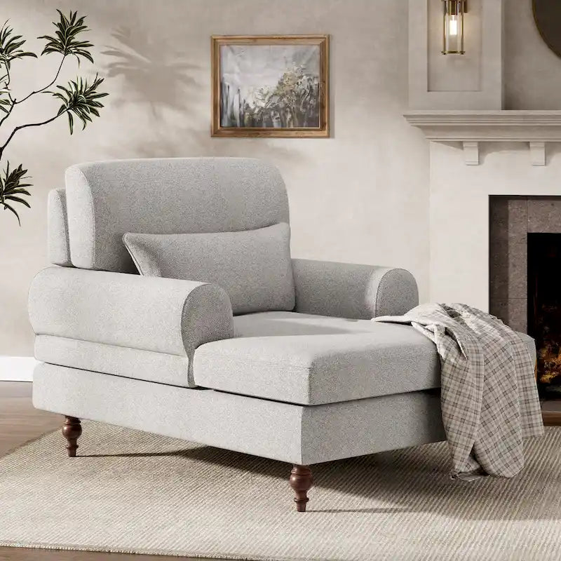 Chaise Lounge Chair with Adjustable Backrest, Indoor Modern Oversized Comfy Chair