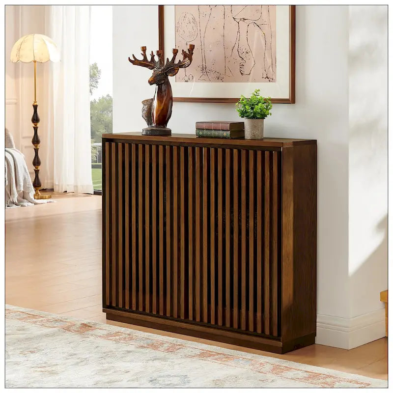 Mid Century Modern Fluted Hollowed Out Sideboard Cabinet