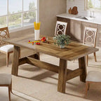 70-Inch Dining Table for 6-8, Rectangular Farmhouse Kitchen Table - 70.47 W x 31.1 D x 29.53 H