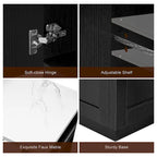 Faux Marble Kitchen Island with Extendable Dining Table, Power Outlet, Kitchen island with Storage 2 Drawers 2 Side Open Shelves