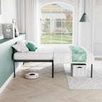Black Metal Frame Platform Bed Mattress Foundation with Steel Slat Support, No Box Spring Needed