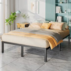 Black Metal Frame Platform Bed Mattress Foundation with Steel Slat Support, No Box Spring Needed