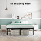 Black Metal Frame Platform Bed Mattress Foundation with Steel Slat Support, No Box Spring Needed