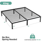Black Metal Frame Platform Bed Mattress Foundation with Steel Slat Support, No Box Spring Needed