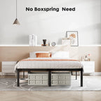 Black Metal Frame Platform Bed Mattress Foundation with Steel Slat Support, No Box Spring Needed