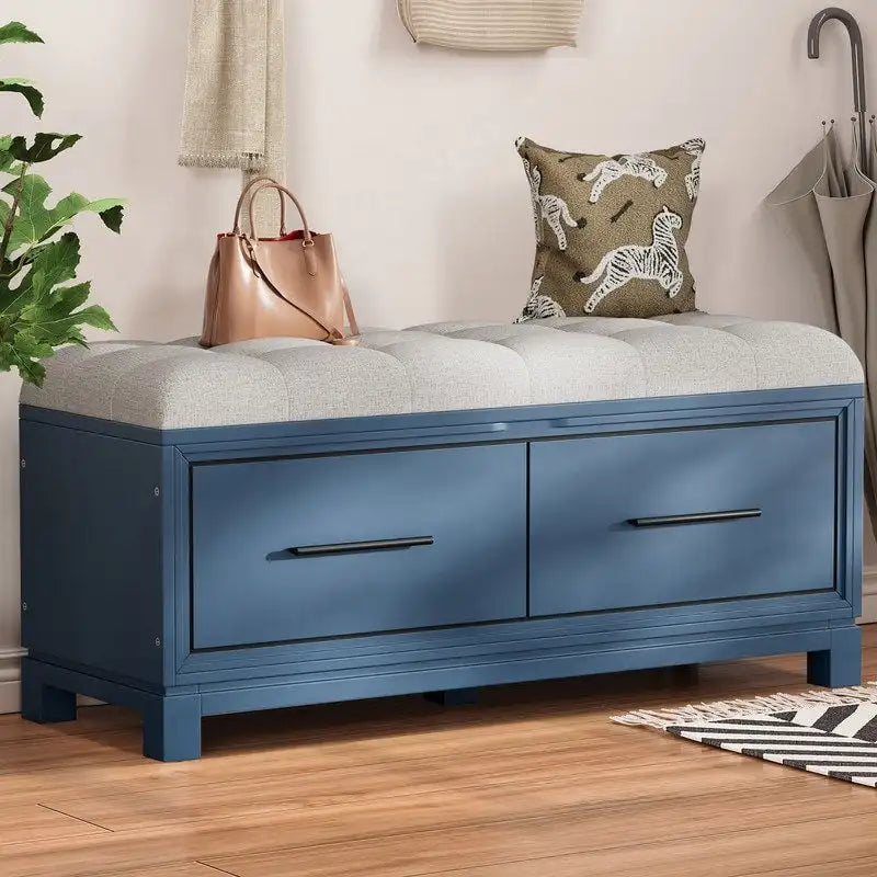 Shoe Bench with Removable Cushion and Hidden Storage for Entryway and Living Room Organization