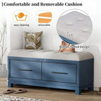 Shoe Bench with Removable Cushion and Hidden Storage for Entryway and Living Room Organization