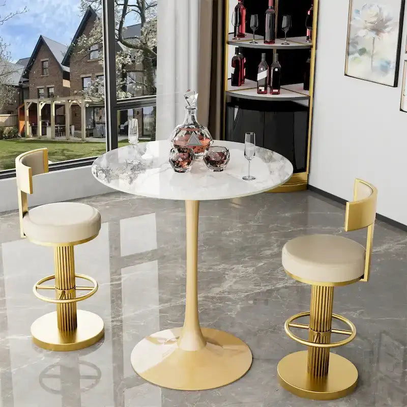 39.37  High Bar Table Round Cafe Bistro Pub Cocktail Kitchen Table Sintered Stone-top
