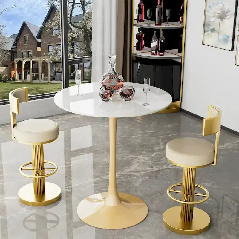 39.37  High Bar Table Round Cafe Bistro Pub Cocktail Kitchen Table Sintered Stone-top