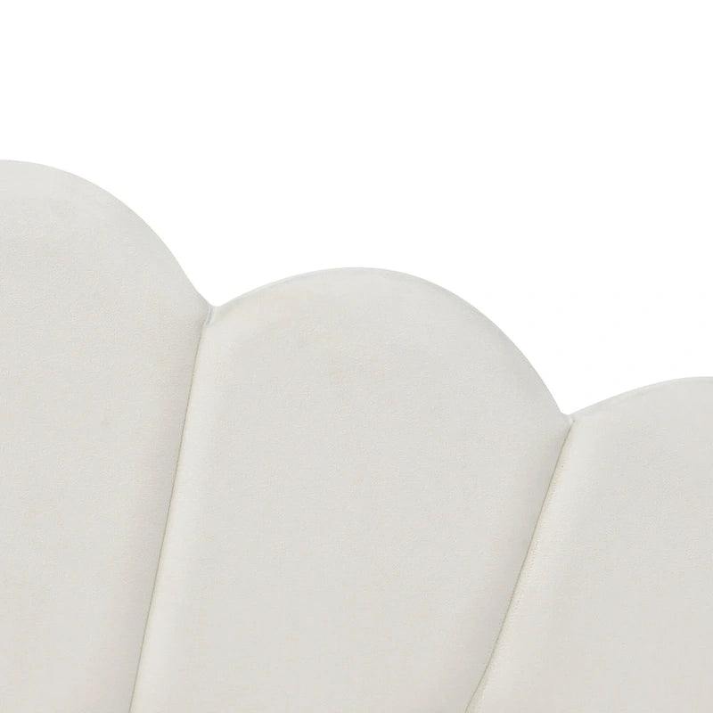 White Full Size Upholstery Daybed with Shall Shaped Backrest and Trundle for Bedroom