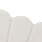 White Full Size Upholstery Daybed with Shall Shaped Backrest and Trundle for Bedroom